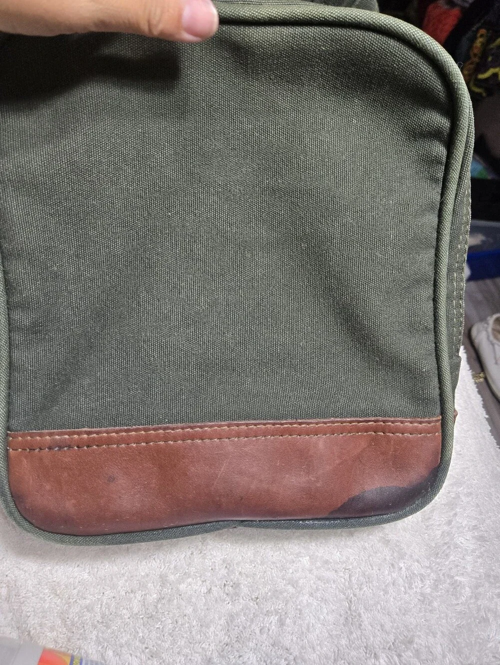 Vintage Orvis Battenkill Green Canvas/Brown Leather Duffle Bag Weekend Luggage